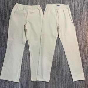 VTG Kayo Petite M Set of 2 Pants Elastic Waist Pull On Casual Cotton Blend Beige